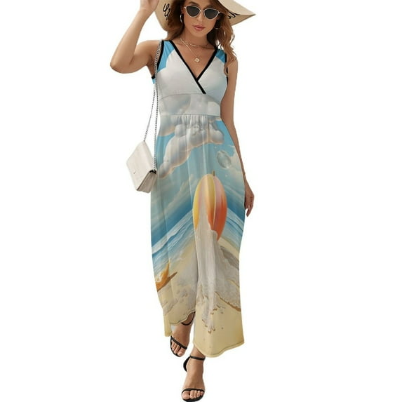 Juicy Peach Art Sleeveless Dress Women's Summer Suit Dresses for Women 2025 Luxury Party Dress