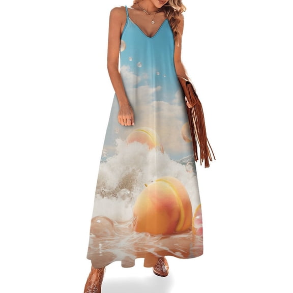 Juicy Peach Design Sleeveless Dress Woman Fashion Long Dresses Women's Summer Suit Dress 2025