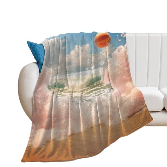 Juicy Peach Flannel Blanket Lightweight Blanket for Couch Sofa Bed, Super Soft Cozy Print Warm Blanket