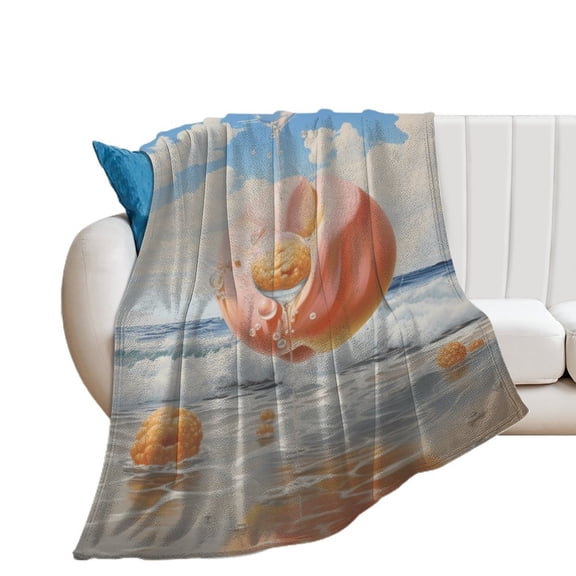Juicy Peach Throw Blanket for Women, Men & Kids - Super Soft Plush Blanket Throw Fleece Blanket Animal Blanket