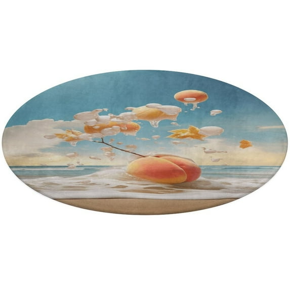 Juicy Peach Washable Round Rug -Circle Area Rugs for Nursery Bedroom, Vintage Non Slip Non Shedding Low Pile Carpet for Living Room Coffee Table Entryway