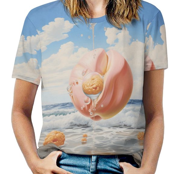 Juicy Peach Women's Short Sleeve Tops Casual Blouses T Shirt