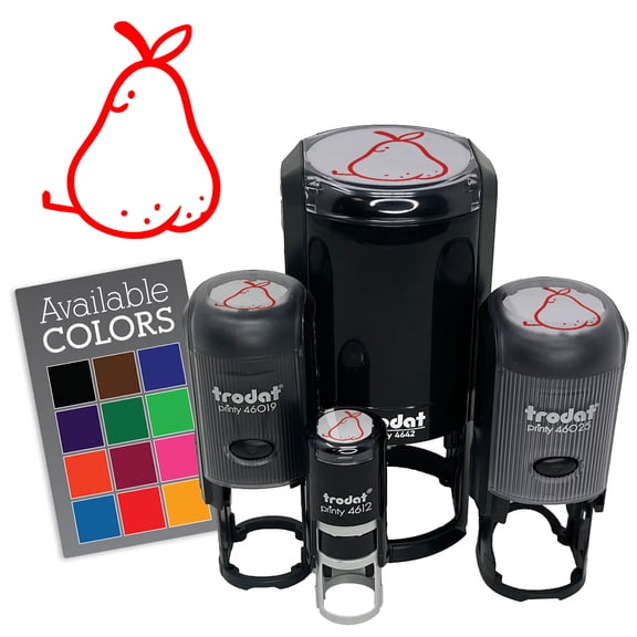 Juicy Pear Butt Cute Fruit Self-Inking Rubber Stamp for Stamping Ink Stamper Crafting Planners - 1/2 Inch Mini - Lime Green Ink