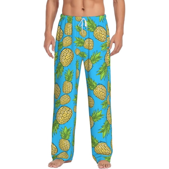 Juicy Pineapple Men's Pajama Pants Soft Breathable Sleep Lounge Pants with Pockets, Elastic Waist PJS Bottoms for Nightwear & Home Large