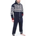thumbnail image 1 of Juicy Trendz Man Hooded Fleece Onesie Pajamas – Aztec Print, Zip-Up, Unisex Non-Footed Sleepwear Jumpsuit for Adults, 1 of 3