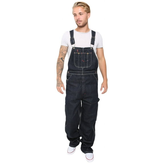 Juicy Trendz Men's Denim Bib Overalls – Adjustable Suspenders, Carpenter Workwear, Relaxed Fit Heavy-Duty Jeans with Multiple Pockets Dark Blue