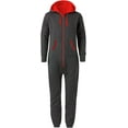 thumbnail image 1 of Juicy Trendz Unisex Adult Fleece Onesie, Hooded Jumpsuit Pajamas for Men & Women – Cozy Loungewear Charcoal Red, 1 of 2