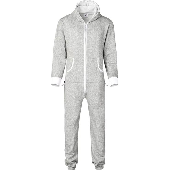 Juicy Trendz Unisex Adult Fleece Onesie, Hooded Jumpsuit Pajamas for Men & Women – Cozy Loungewear Grey