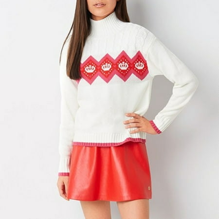 Juicy by Juicy Couture Women's Mock Neck Long Sleeve Sweatshirt, M, White - Machine Washable