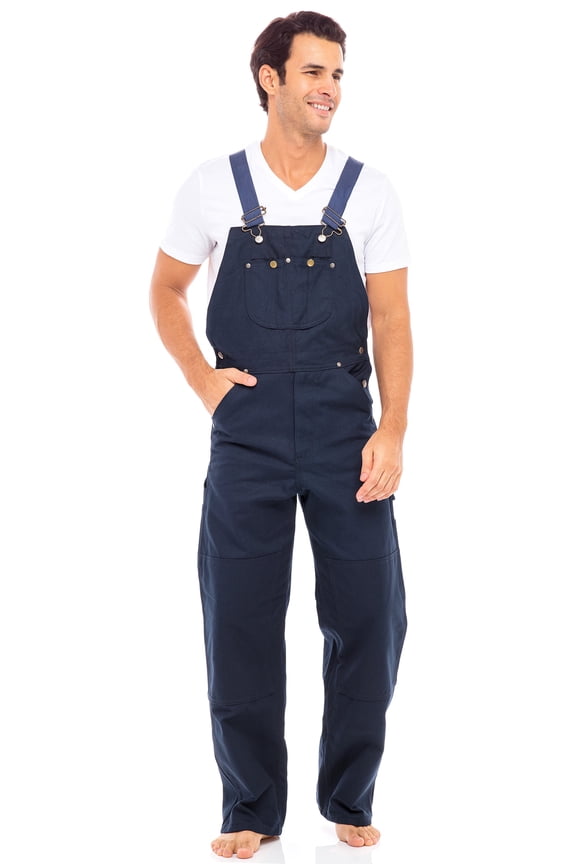 Men’s Duck Bib Overalls – Heavy Duty Relaxed-Fit Work Dungarees with Adjustable Straps Navy W32-L30