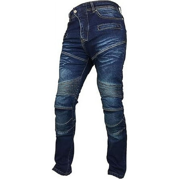 JuicyTrendz Men’s Motorcycle Pants Motorbike Riding Denim Jeans Motocross Protective with Removable Pads Blue W40-L32