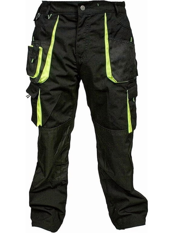 Men’s Tactical Work Pants – Utility Safety Cargo Trousers for Construction, Durable & Multi-Pocket Black W32 x L30