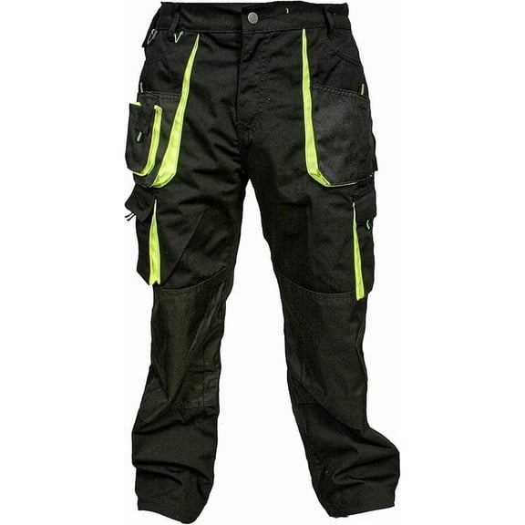 JuicyTrendz Men’s Work Trousers – Tactical Work Utility and Safety Pants for Construction with Cargo Pockets Black W34 x L34