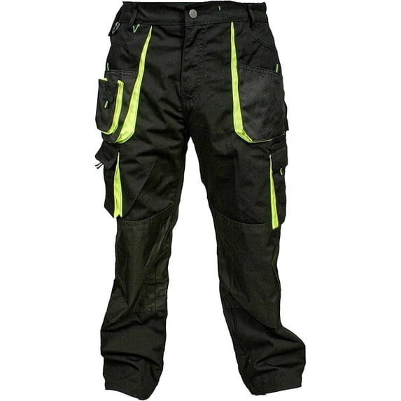 JuicyTrendz Men’s Tactical Work Pants – Utility Safety Cargo Trousers for Construction, Durable & Multi-Pocket Black W40 x L34