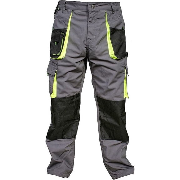 JuicyTrendz Men’s Work Trousers – Tactical Work Utility and Safety Pants for Construction with Cargo Pockets Gray W40 x L34