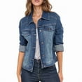 thumbnail image 1 of JuicyTrendz Women’s Classic Denim Jacket Mid Blue M – Button-Down, Long Sleeve, Stylish Outerwear Stretch Jean Jacket, 1 of 6