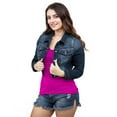 thumbnail image 1 of JuicyTrendz Women’s Cropped Denim Jacket – Button-Down, Long Sleeve, Stylish Cropped Stretch Coat Dark Blue M, 1 of 7