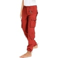 thumbnail image 1 of JuicyTrendz Women’s Twill Cotton Cargo Pants – Military Army Casual Work Trouser with 8 Pockets Brick-Red XL, 1 of 2