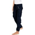 thumbnail image 1 of JuicyTrendz Women’s Twill Cotton Cargo Pants – Military Army Casual Work Trouser with 8 Pockets Navy XL, 1 of 2