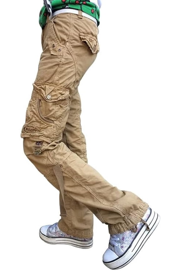 Juicy Trendz Women’s Utility Cargo Pants – Military Army Style Hiking Work Trousers with Multiple Pockets 2803-Khaki XXL