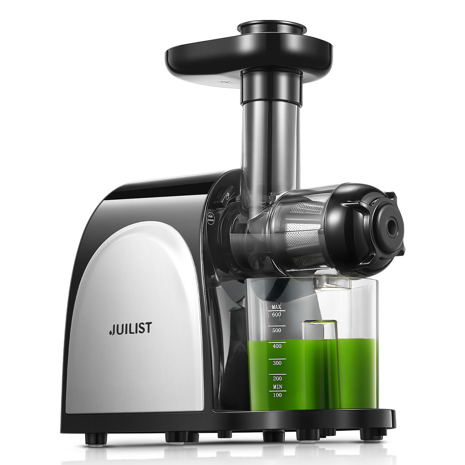 Juilist Cold Press Juicer High Juice Yield＆Easy Clean, Slow Juicer with Reverse Function＆Quiet