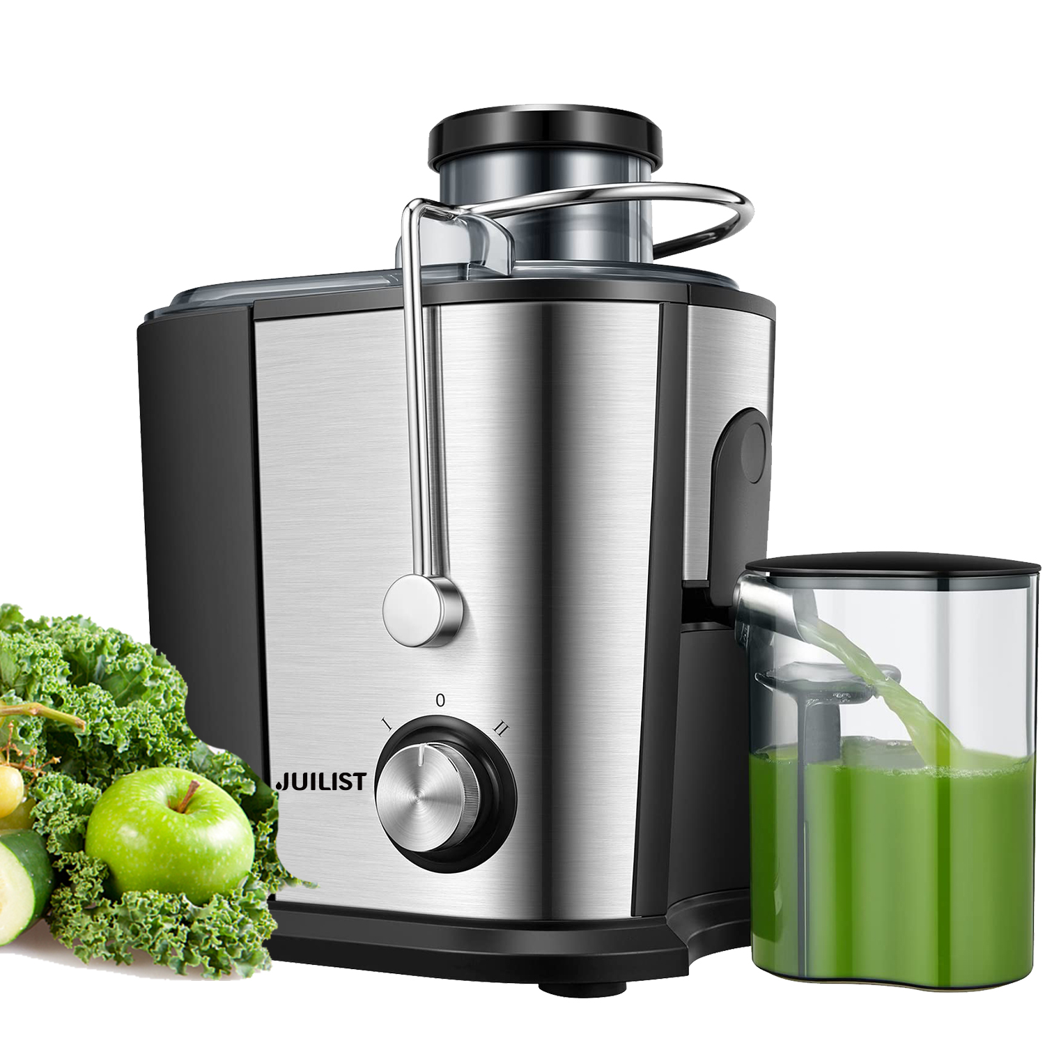Juilsit Juicer Easy to Clean, 3 " Juice Extractor BPA Free Compact Fruits & Vegetables Juicer, Dual Speed Centrifugal Juicer with Non-Drip Function, Stainless Steel Juicers - image 1 of 8