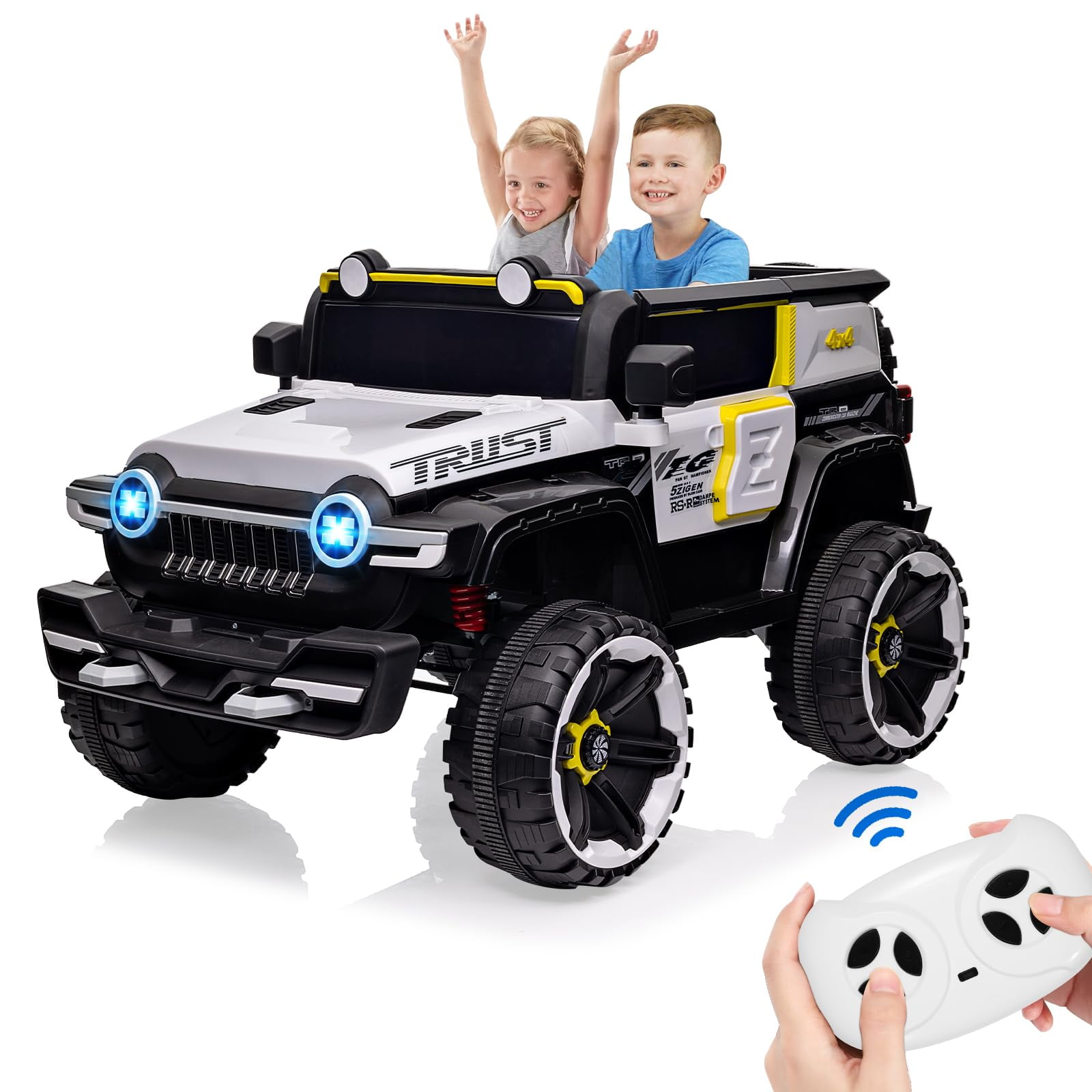 Juiluna 2 Seater Ride On Car with Remote Control, 4WD OffRoad Truck