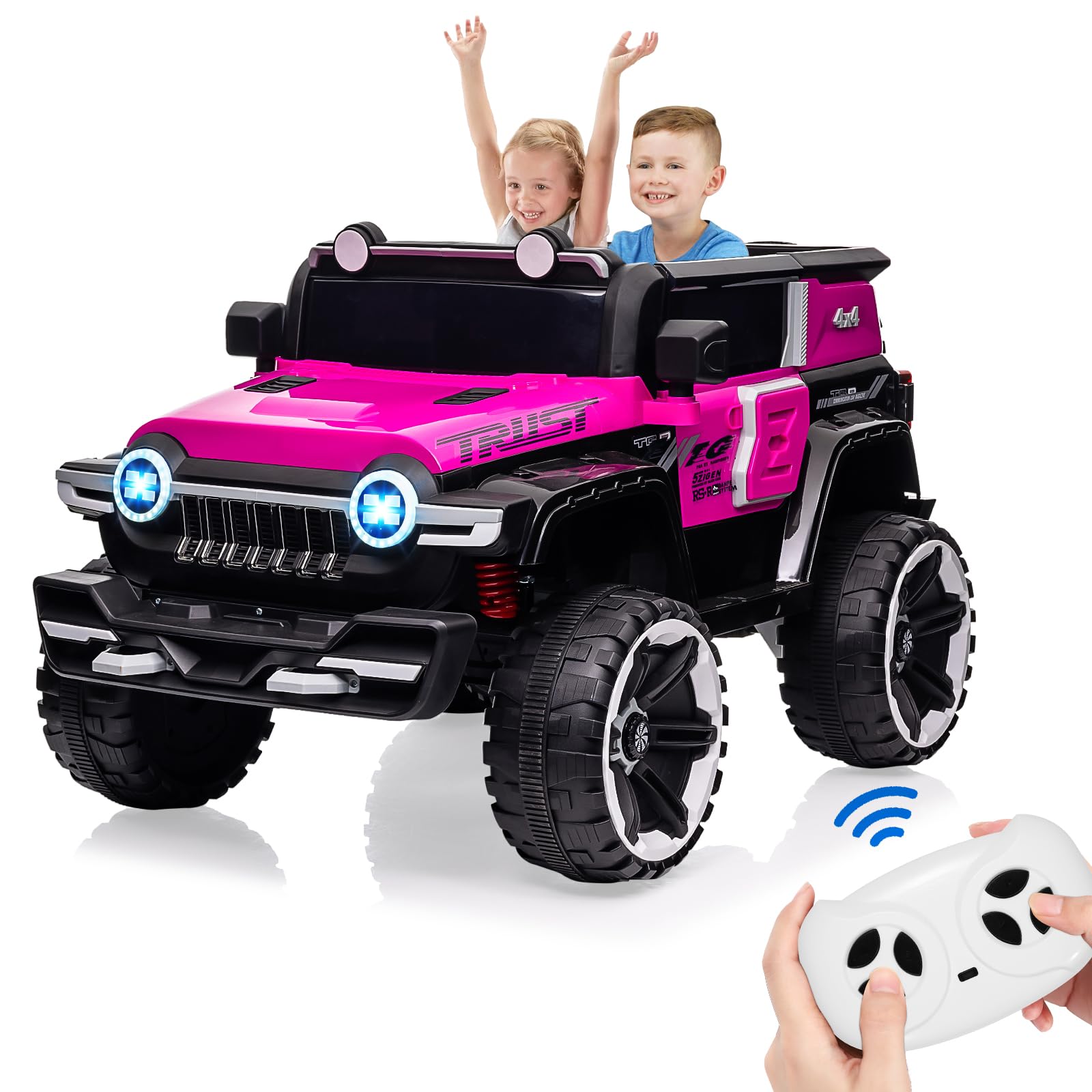 Juiluna 2 Seater Ride On Car with Remote Control, 4WD OffRoad Truck