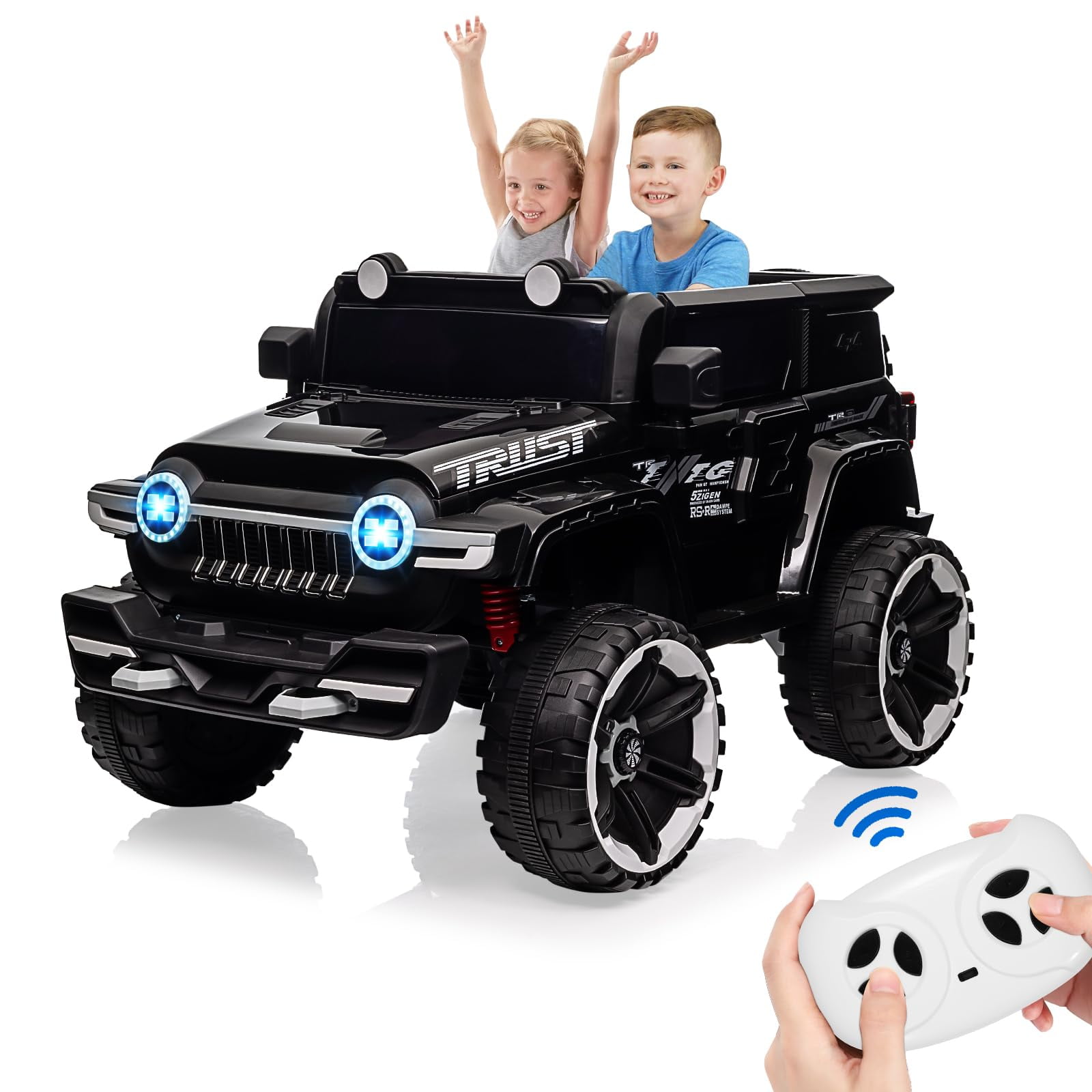 Juiluna 2 Seater Ride On Car with Remote Control, 4WD OffRoad Truck