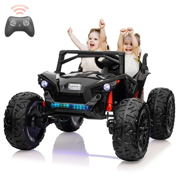 Juiluna 2 Seaters 24V Ride on UTV with Remote Control,10AH Battery, 400W Powerful Motors with 17" EVA Wheels, 20.5“ Seat Width Electric Ride Toy with Metal Suspension,LED Lights,Music,Horn