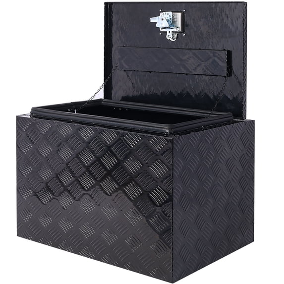 Juiluna 24 Inch Storage Tool Box Aluminum 5 Bar Tread RV Tools Organizer Trailer Pickup Underbody RV ATV Storage Box with Lock 2 Keys for Truck Car (24x17.3x17.7")