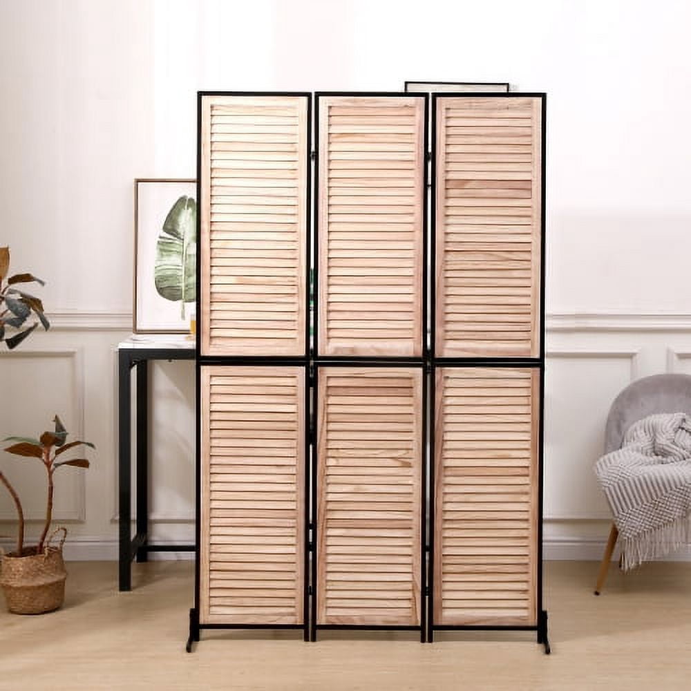 Juiluna 3 Panel Room Divider Privacy Screen Privacy Wall Divider Folding Wood Screen for Home Office Bedroom Restaurant 14.57" x 70.87" Each Panel