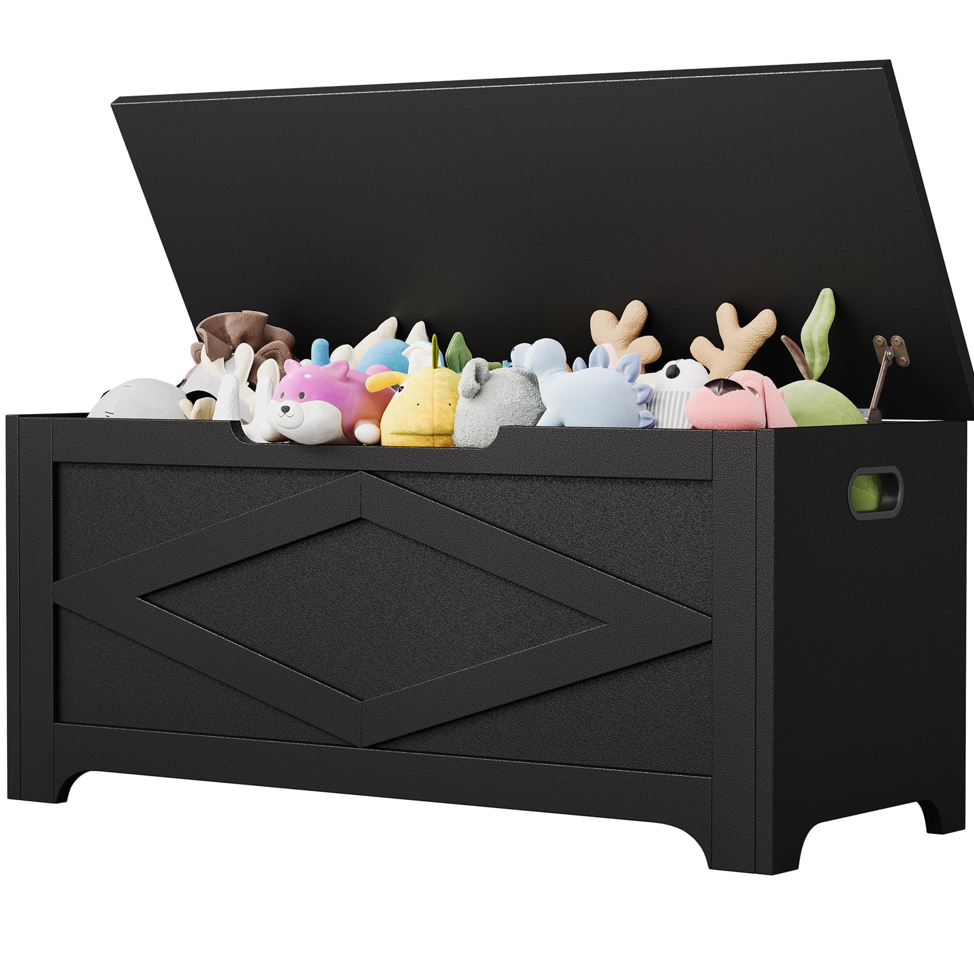 Juiluna 39.4" Storage Chest, Wooden Storage Bench with Safety Hinges, Easy Assembly, Large Toy Chest for Entryway, Living Room, Bedroom