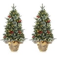thumbnail image 1 of Juiluna 3FT Tabletop Christmas Tree, Pre-Lit Artificial Christmas Tree with 78 Led Lights, Small Christmas Tree with Red Berries for Christmas Decorations,2 PCS, 1 of 6