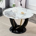 thumbnail image 1 of Juiluna 48" Sintered Stone Dining Table With MDF Legs Imitation Marble Desktop Circular Modern Dining Table For Living Room Restaurants, 1 of 9