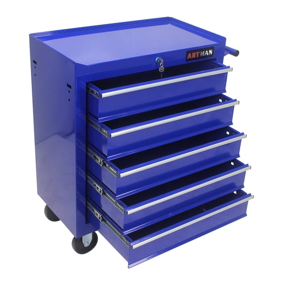 Juiluna 5 Drawers Rolling Tool Cart Multifunctional Tool Storage Cabinet with Wheels for Warehouse Repair Shop (2 Wheels with Brakes)