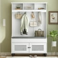 thumbnail image 1 of Juiluna 5-in-1 Hall Tree With Shoe Bench, Shutter-shaped Doors Cabinet, Coat Rack, Open Storage Shelves And 4 Sturdy Hooks For Hallway, Entryway, Living Room 47.2inch, 1 of 9
