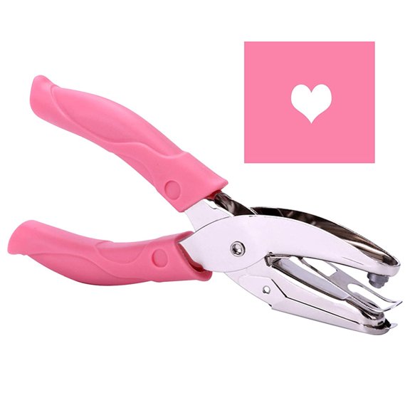 Juiluna 6.3" Handheld Hole Punch Round Star Heart Shaped Hole Thickened Leather Case for Paper Leather Craft Holes