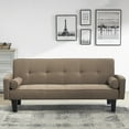 thumbnail image 1 of Juiluna 72-Inch Convertible Sofa Bed With 2 Pillows, Solid Wood Frame Button Tufted, 3-level Adjustable, Versatile Sofa For Living Room, Bedroom, Dorm, 1 of 9