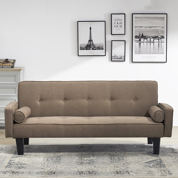 Juiluna 72-Inch Convertible Sofa Bed With 2 Pillows, Solid Wood Frame Button Tufted, 3-level Adjustable, Versatile Sofa For Living Room, Bedroom, Dorm
