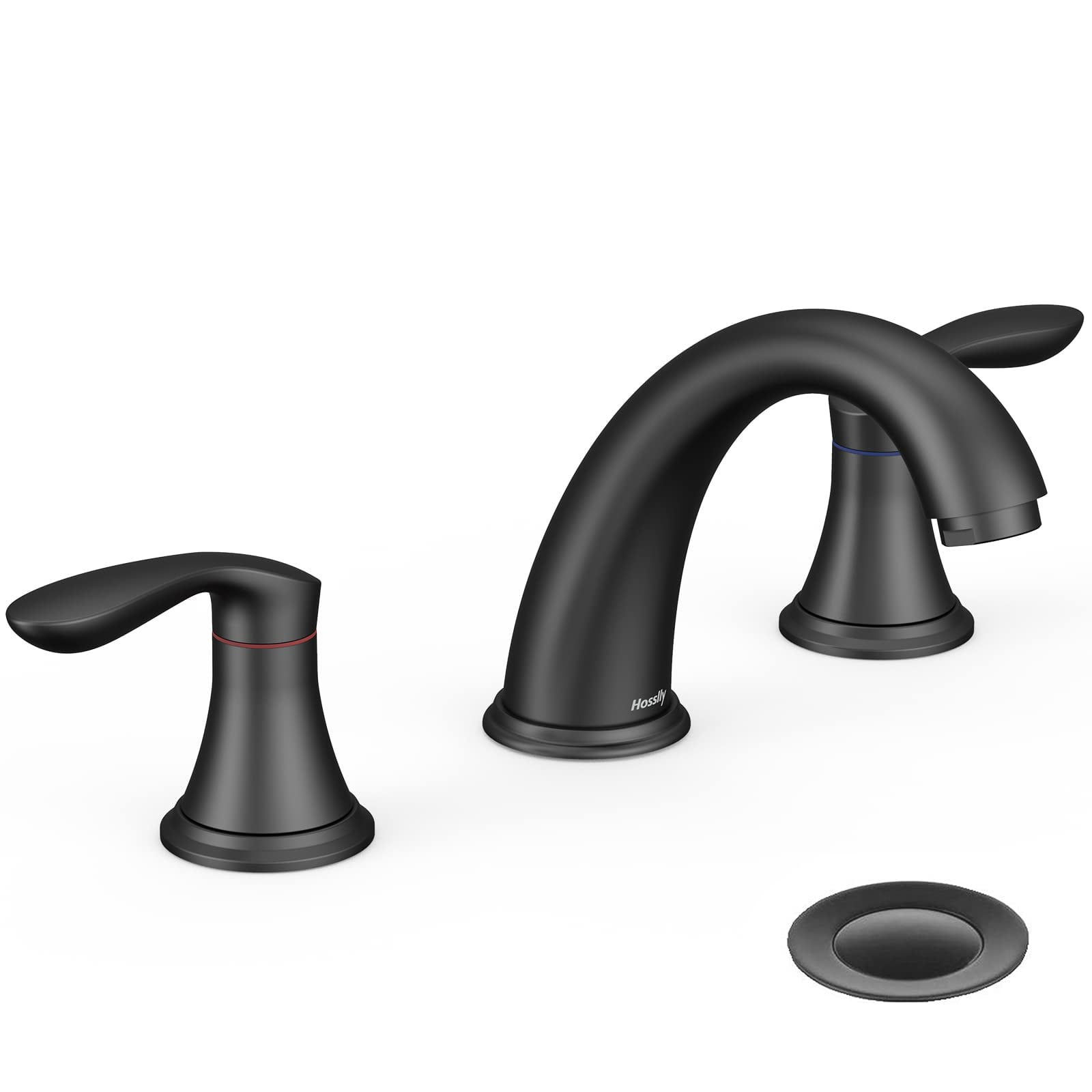 Juiluna Bathroom Sink Faucet, 3 Hole Matte Black with Stainless Steel