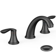 Juiluna Bathroom Sink Faucet, Faucet for Bathroom Sink, Widespread Matte Black Bathroom Faucet 3 Hole with Stainless Steel Pop Up Drain and cUPC Hose - (Matte Black)