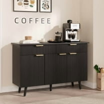 Juiluna Buffet Cabinet with Storage, Fluted Multifunctional Sideboard Cabinet with 3 Doors & 2 Drawers, 47" Modern Accent Console Table for Living Room, Dining Room, Entryway, Black