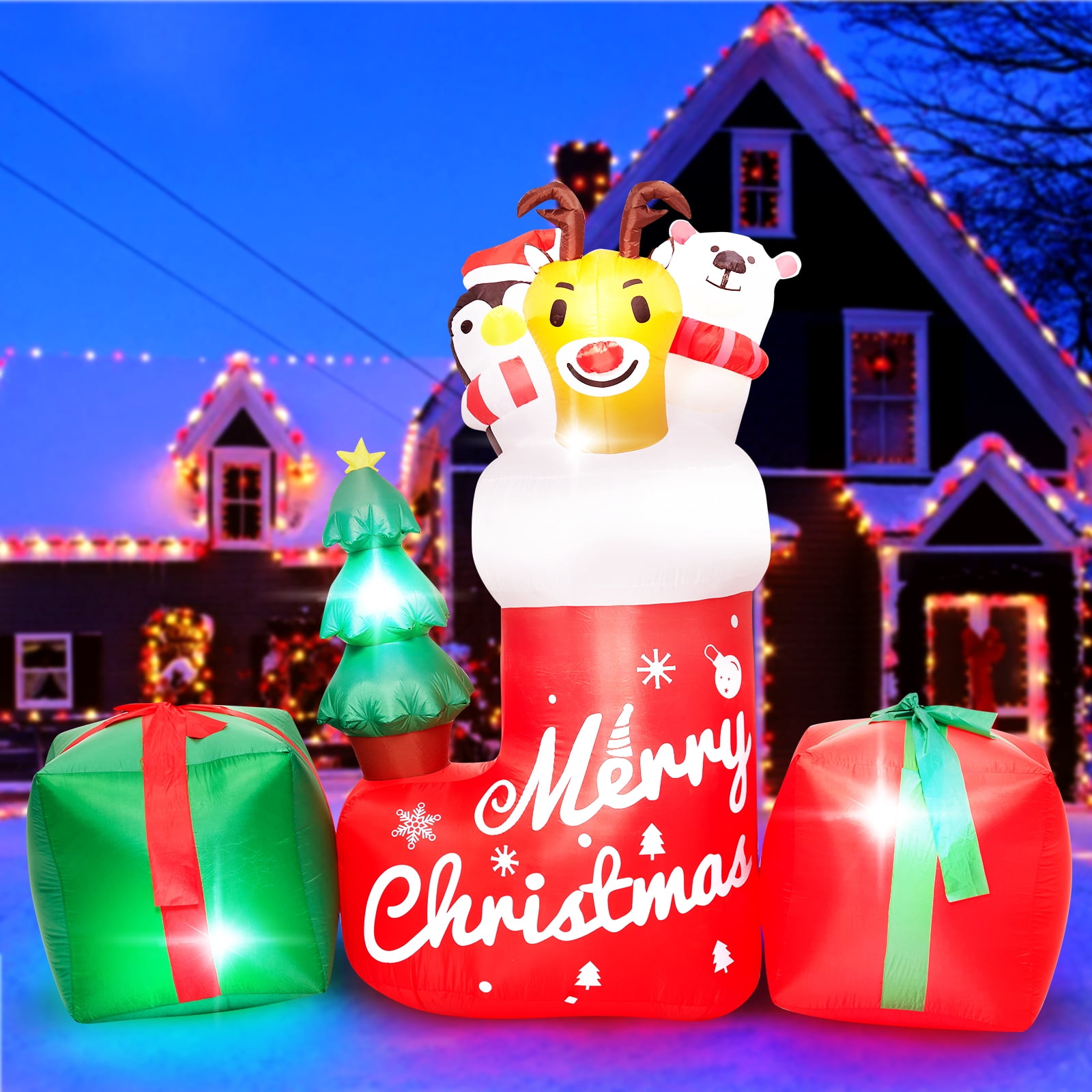 Juiluna Christmas Inflatable Outdoor Decoration,Lighted Blow Up Animal ...