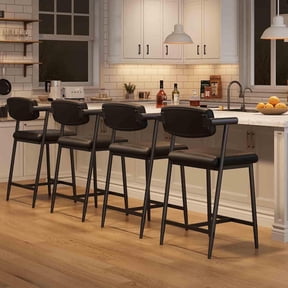 Juiluna Counter Height Bar Stools Set of 4 With Arms,26" Upholstered Bar Stools With Back, Wider Seat, Modern Bar Stools Set With Footrest for Kitchen Island, Counter Bar,Easy Assembly,Black/Brown