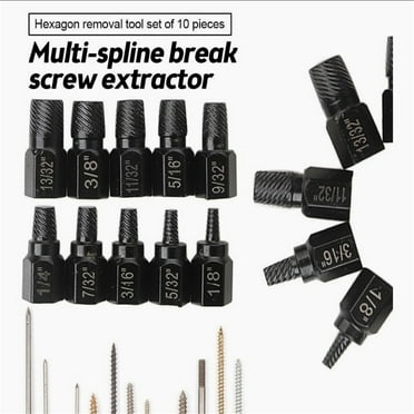 Juiluna Damaged Screw Extractor Set 10pcs Stripped Kit for Broken Bolt Screw All-Purpose Metal Remover Set Gifts for Men
