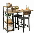thumbnail image 1 of Juiluna Dining Table Set for 2, 3-Piece Expandable Bar Table and Chairs Set, with Storage Shelves and Wine Rack, Small Kitchen Dining Set for Living Room, Apartment, 1 of 9