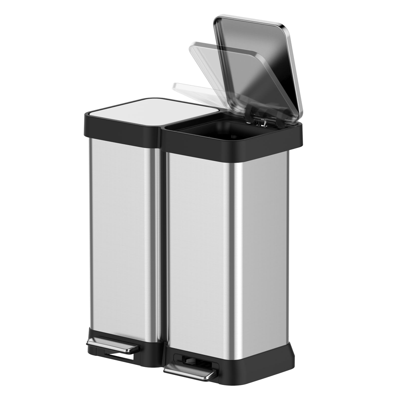 Juiluna Dual Trash Can, Stainless Steel 2 x 8 Gal (2 x 30L) Garbage Can