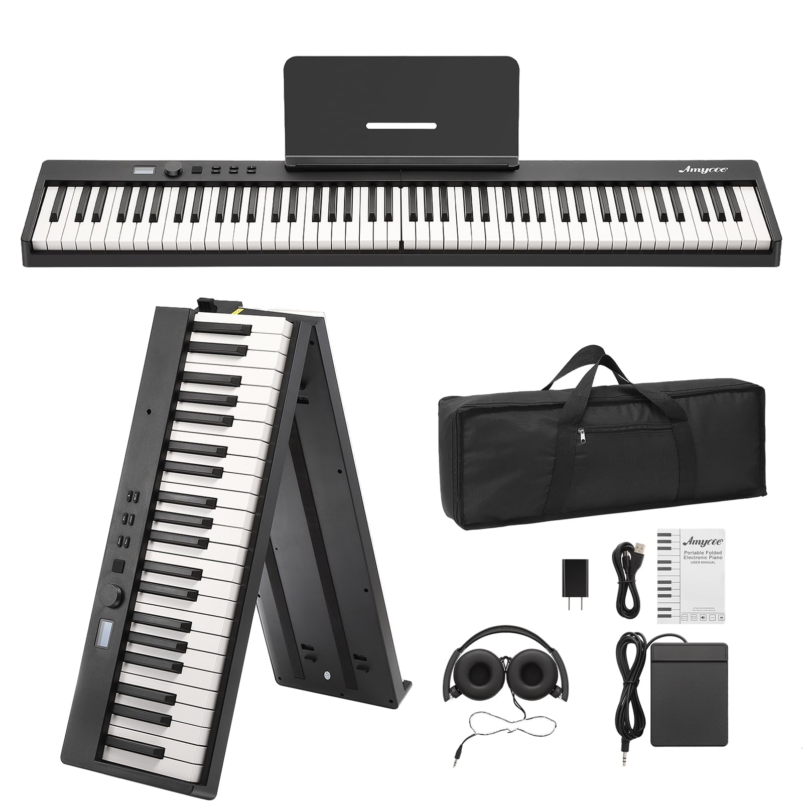 Juiluna Folding Piano Keyboard,Portable Piano Keyboard 88 Keys for ...