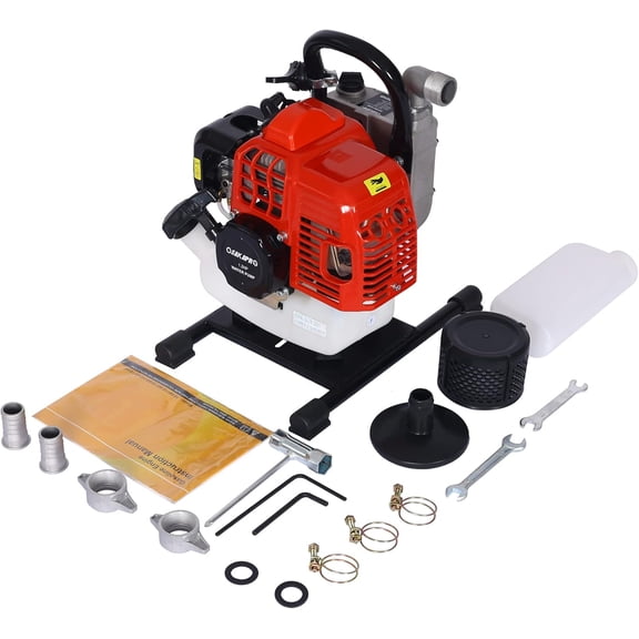 Juiluna Gasoline Water Pump 33cc 1.2HP 1inch 2-Stroke Portable Gas Powered Water Transfer Pump For Irrigation Pool Landscaping Gardening Irrigation Orange